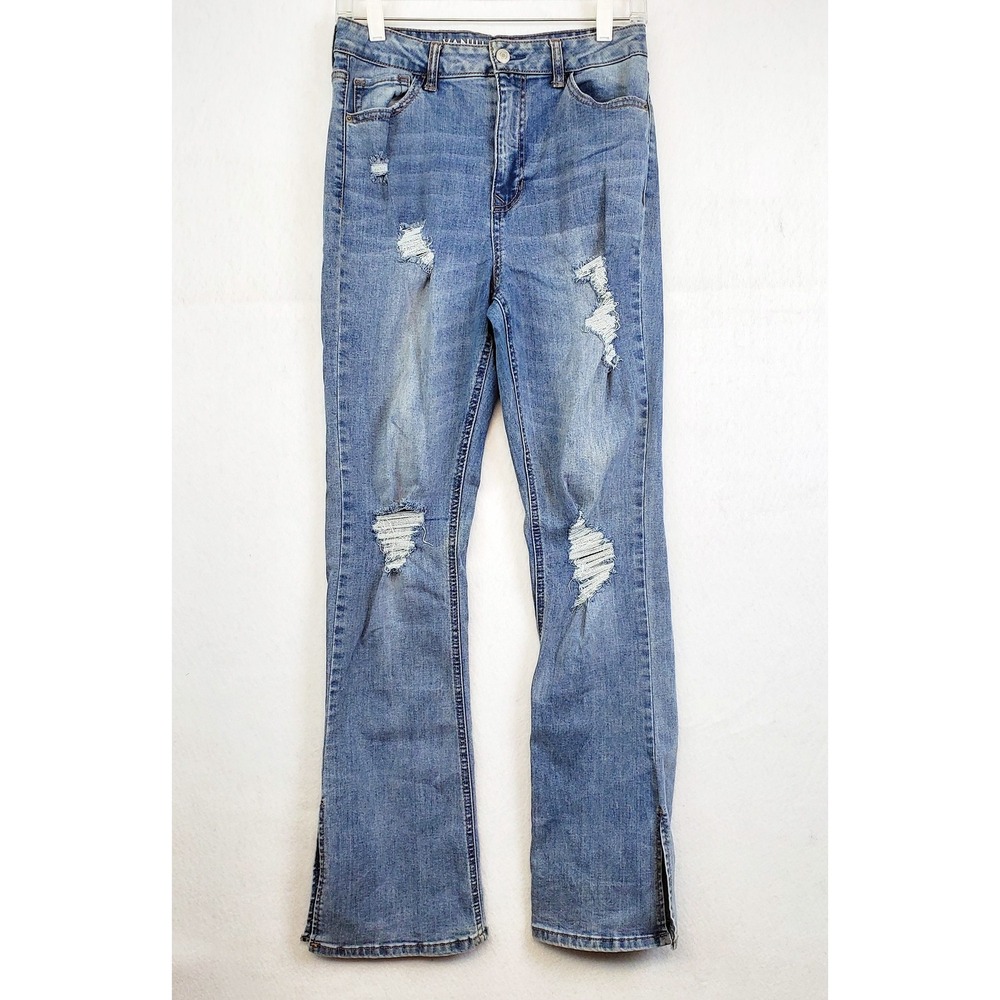 Vanilla Star Jeans Blue Destroyed High Rise Skinny Kick Flare Juniors Size 11
